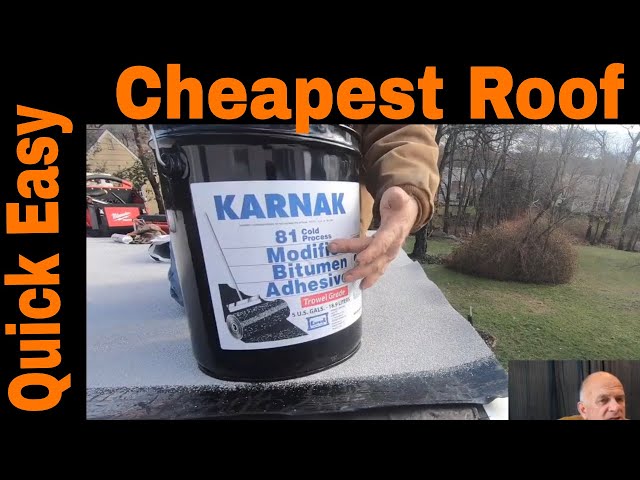 Quickest Easiest Cheapest Flat Roof Install - only Hammer, knife, trowel, tin snips - DIY Home Owner