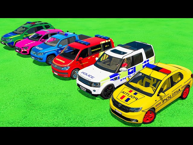 POLICE OF COLORS! TRANSPORTING DACIA, RANGE ROVER, VOLKSWAGEN POLICE CARS WITH MAN TRUCKS! FS22