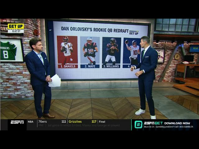 GET UP | "Jayden Daniels WILL WIN ROY" - Dan Orlovsky's rookie QB rankings: 2. Drake Maye 3. Bo Nix