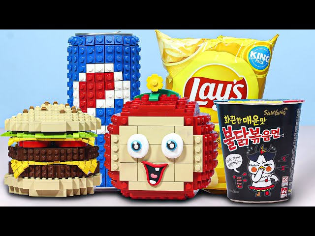 Lego Midnight Fast Food With Red Cocomelon : Lego in Real Life - Stop Motion Cooking ASMR