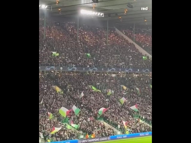 [New] Football fans of the Celtic team wave the flag of Palestine in the stadium