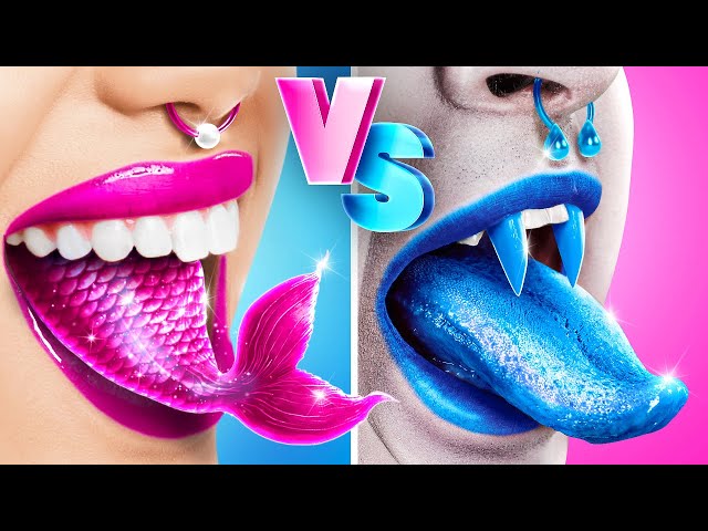 Vampire vs Mermaid One Color Challenge! Funny Pranks and Relatable Situations