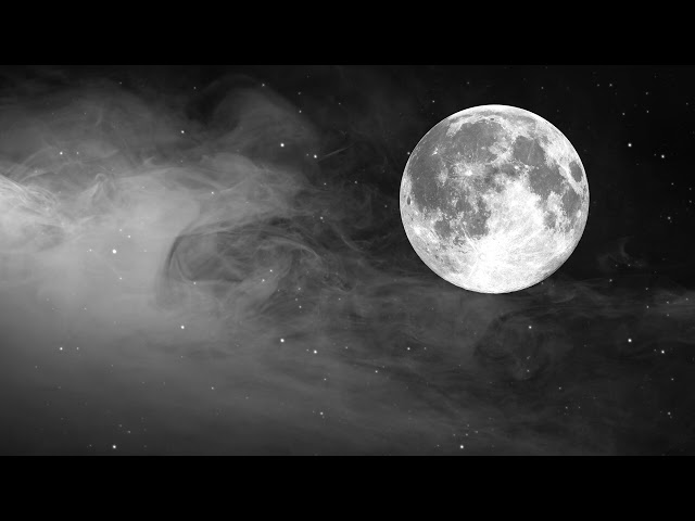 Full Moon with Fog Black and White 4K