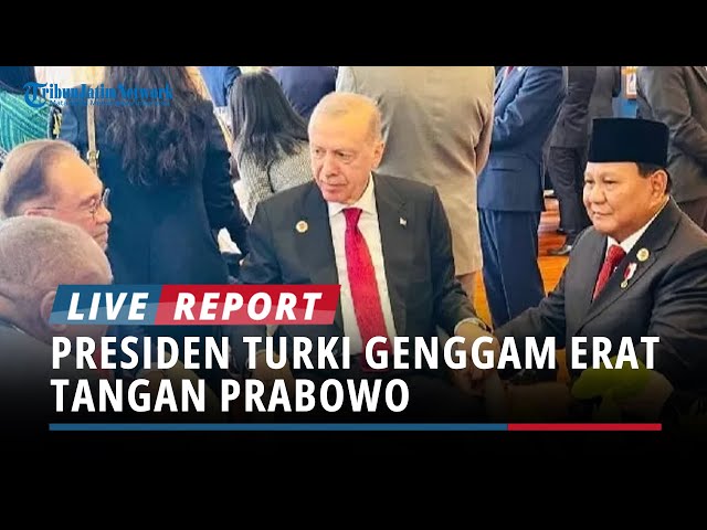 Tak Dilepaskan hingga Tertawa Terbahak, Tersorot Kamera Presiden Turki Genggam Erat Tangan Prabowo