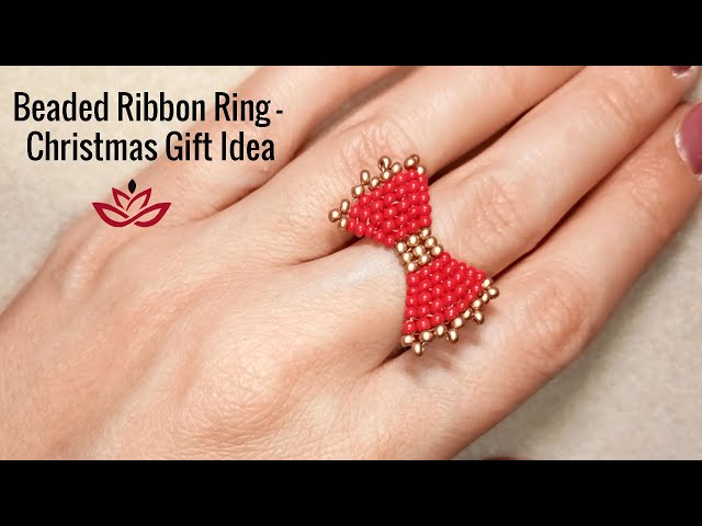 Beaded Ribbon Ring || Brick Stitch Tutorial