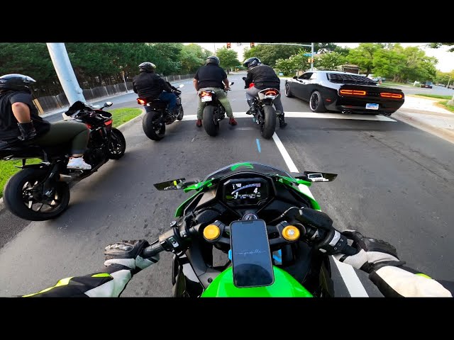 Tuned ZX4RR chasing 1000cc bikes