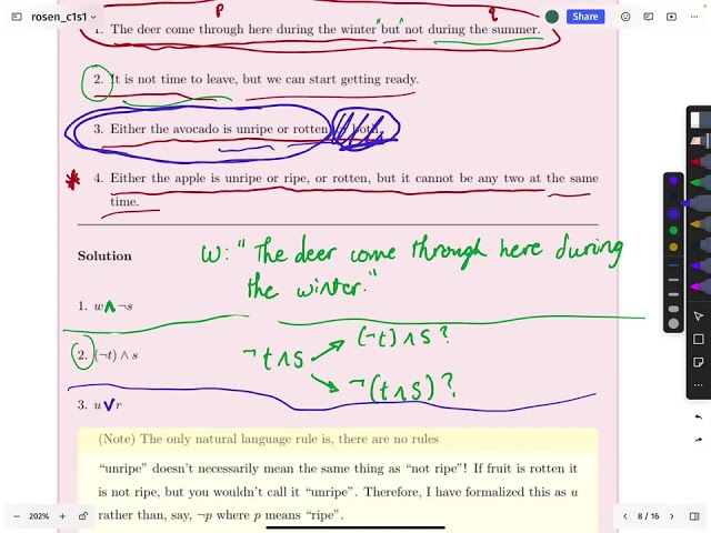 Discrete Math - 0004 - C1S1 Translation between English and Logic