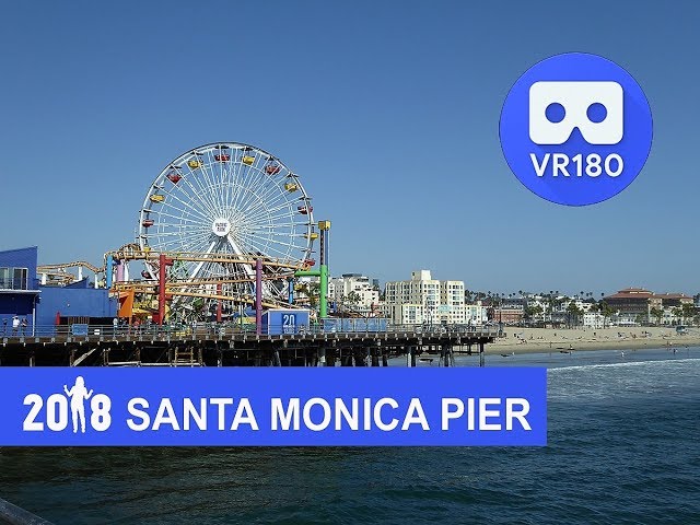 VR180 3D Santa Monica Pier - Pacific Park,  Ferris wheel & Beach (Complete walk through)