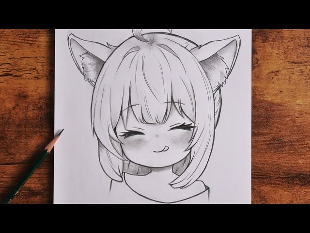 How to Draw Anime | Easy Anime Cat Girl Drawing step by step