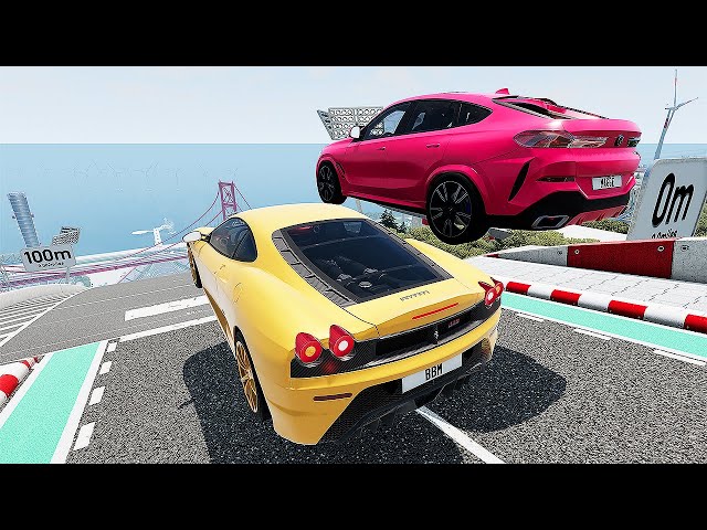 Big High Ramp Jumps with Expensive Sports Lux Cars Crashes - BeamNG Drive