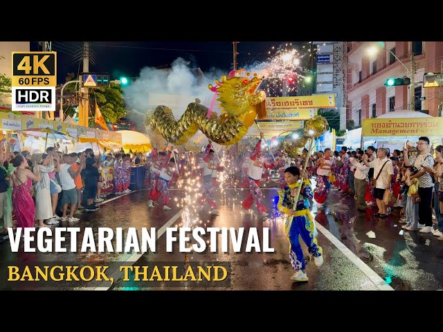 [BANGKOK] Vegetarian Festival 2024 At Chinatown "Enjoy Variety Vegetarian Foods"| Thailand [4K HDR]