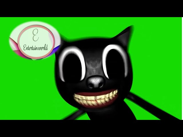 Cartoon cat Jumpscare green screen