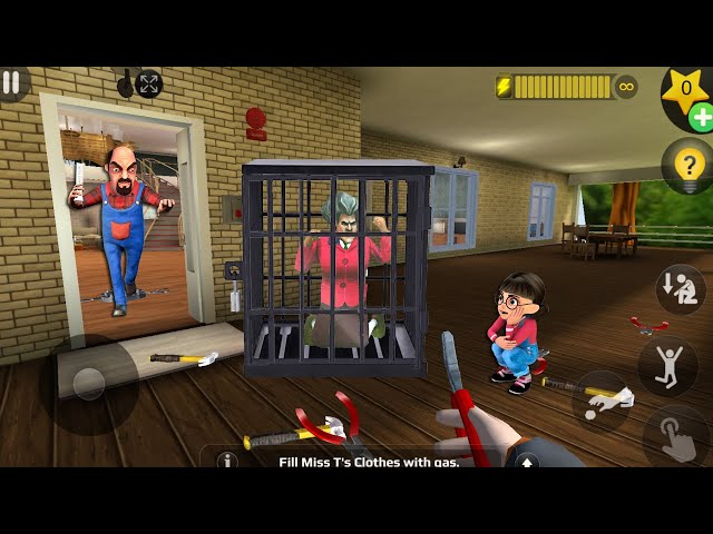 Scary Teacher 3D - with nick and tani troll Miss T fell face down-gameplay part 3768 #scaryteacher3d