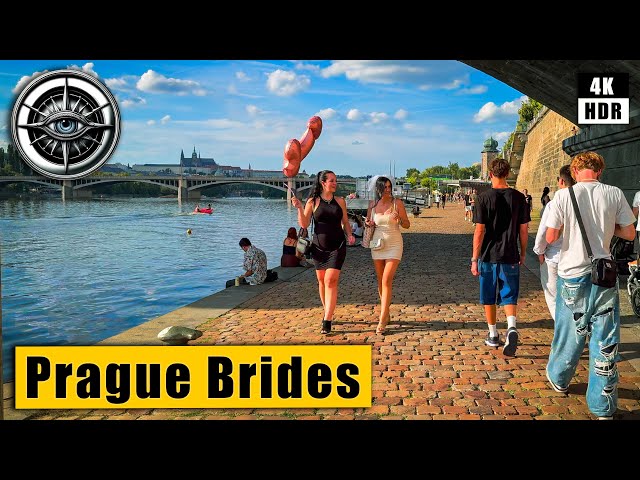 Prague Walking Tour of Vltava Embankments with Brides🇨🇿 Czech Republic 4k HDR ASMR