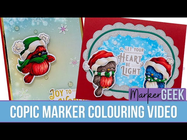 Copic colouring Winter Tweetings stamp set from Gina K Designs christmas birds