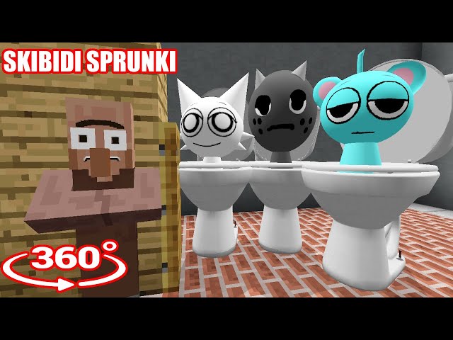 360° VR. INCREDIBOX SKIBIDI TOILET SPRUNKI Chasing Us in Minecraft!