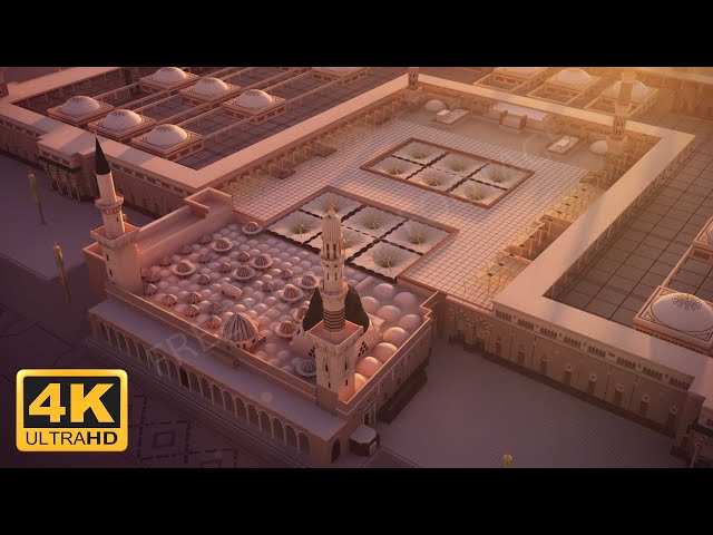 Madina Sharif 3D  Top View | Free Islamic Stock Video | Free Render Footage | 4K Video