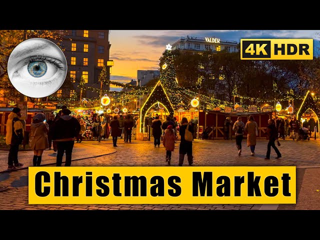 Prague Walking Tour of The First 2023 Christmas Market in Peace Square 🇨🇿 Czech Republic 4k HDR ASMR