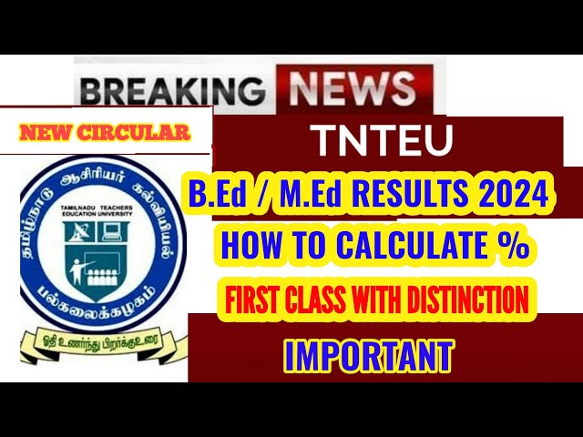 B.Ed/M.Ed RESULT 2024: HOW TO CALCULATE % AND FIRST CLASS WITH DISTINCTION