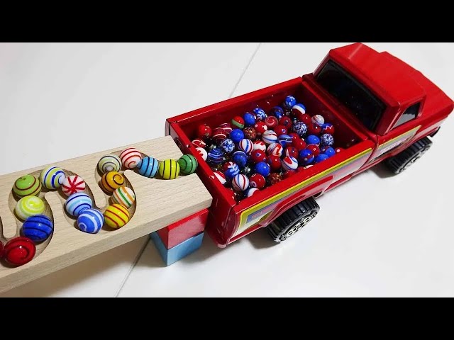 Marble Run ASMR Race ☆ HABA Slope & Dump Truck Excavator Ambulance Forklift Garbage Truck Tractors