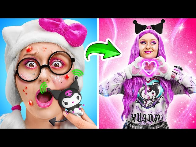 🎀 From Nerd Hello Kitty to Kuromi! 😈 Epic Kawaii Transformation!