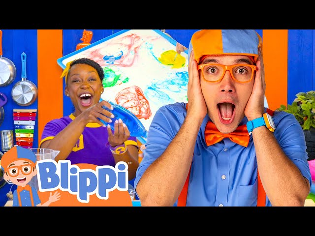 Learn Colors with Milk Experiments! | Color Mixing Fun | Blippi's Playdate | Videos for Kids