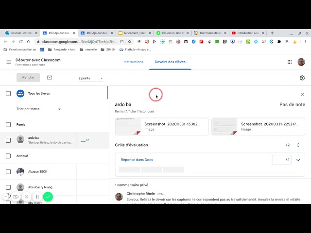 Comment noter les travaux des élèves depuis une alerte mail dans Google Classroom?