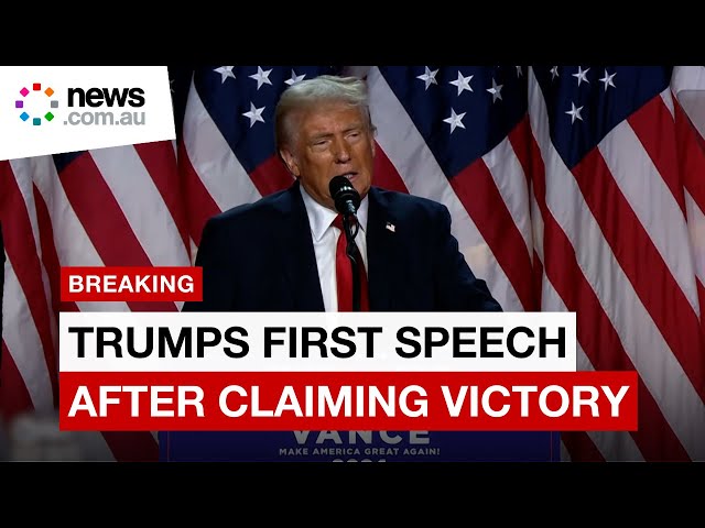 Trumps first victory speech as he wins the presidential election 2024