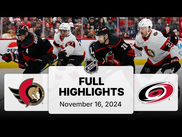 NHL Highlights | Senators vs. Hurricanes - November 16, 2024