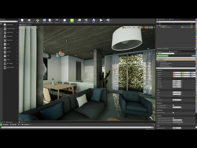 Realtime walkthrough Unreal Engine 4 dynamic light study