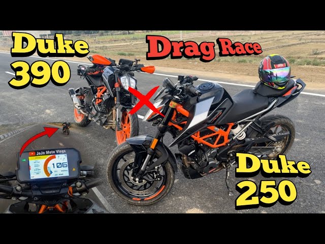 KTM Duke 390 bs6 vs KTM Duke 250 bs6 drag race | No Competition 🤔