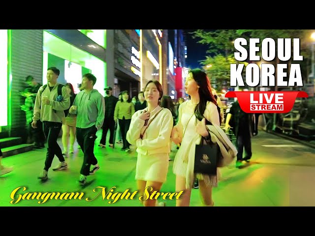 Live Seoul Korea 🇰🇷 Walking Tour Korean Food Street | Beautiful Seoul night street walk 'Gangnam'