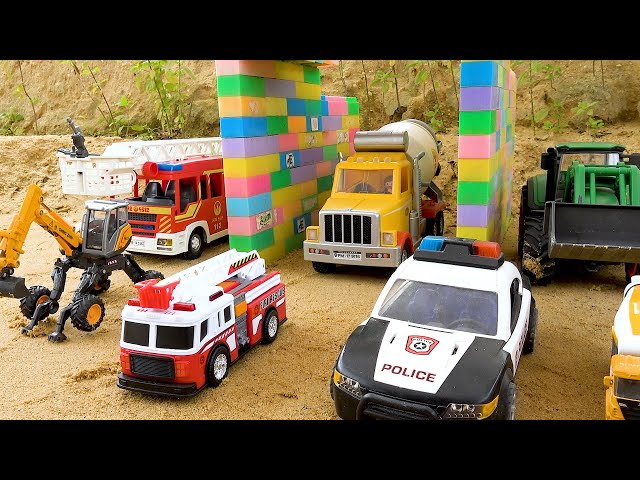 Construction vehicles pass through the magic gate | Excavator dump truck funny stories | BIBO TOYS