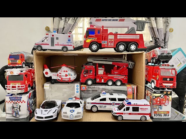 Mobil Mobilan Polisi, Police Car, Ambulance Car, Fire Truck, Kotak Penuh Polisi dan Truk Pemadam