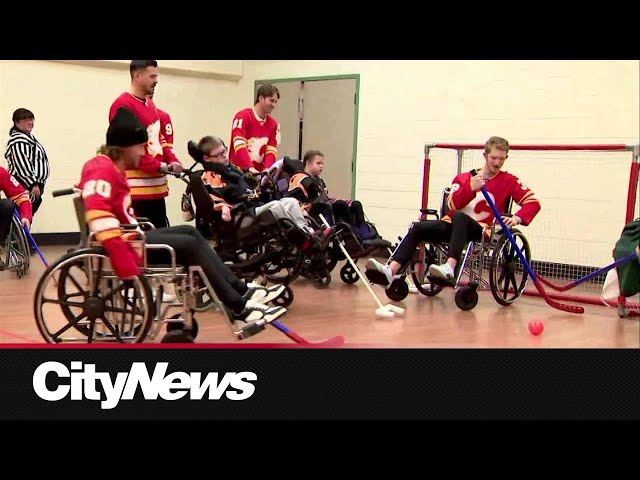 Calgary Flames take on Alberta Children's Hospital in wheelchair hockey game