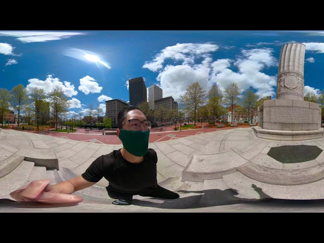 Street photography Gopro fusion Pov: virtual augmented reality - woman hand rail 360