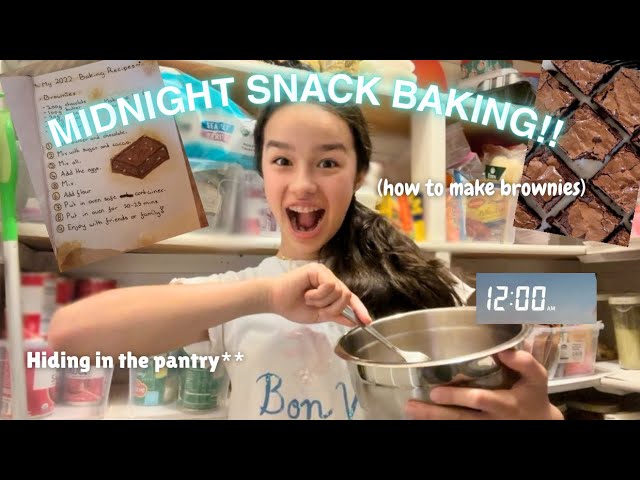 MiDNiGHT SNACK BAKiNG + (how to make brownies) 🤭🍫☁️✨