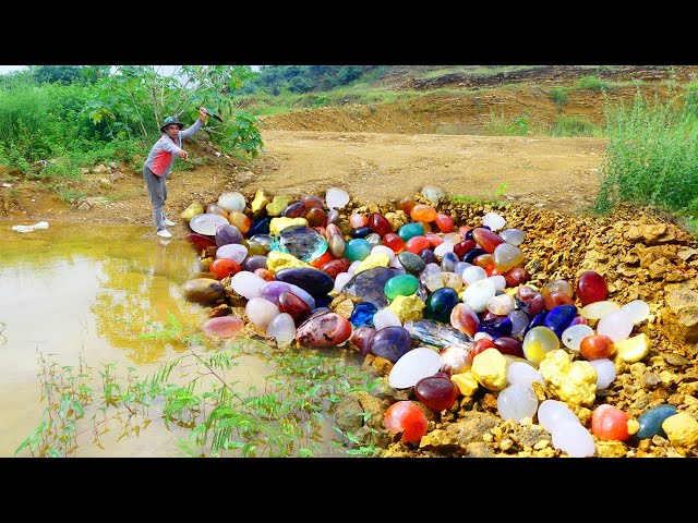 The best gold hunters find gold nuggets under the highest precious stones near the mountains.