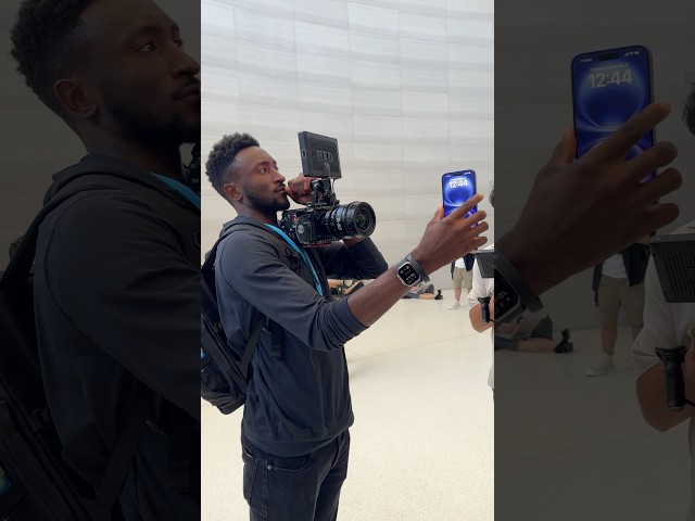 @mkbhd in Action at the #iPhone16 launch 🎥