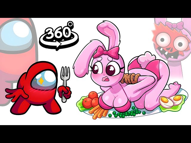 Mini Crewmate EATS Sprunki Characters - PHASE 1 | Among Us 360º VR