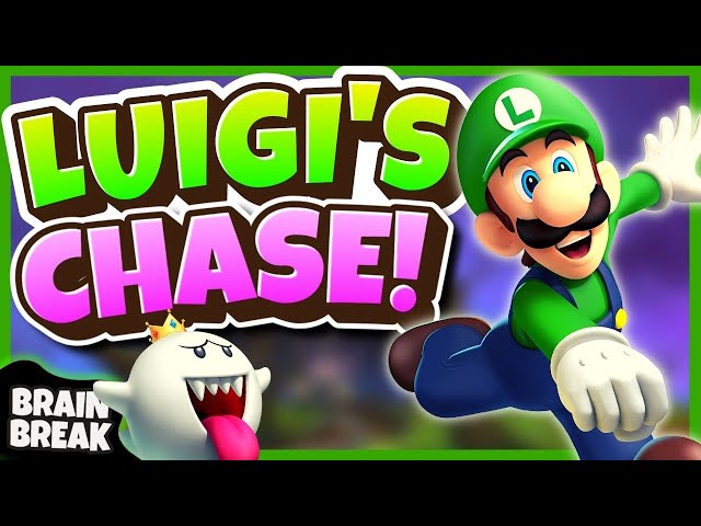 👻 Luigi Chase 👻 Halloween Brain Break | Mario Run | Just Dance | Freeze Dance | Matthew Wood