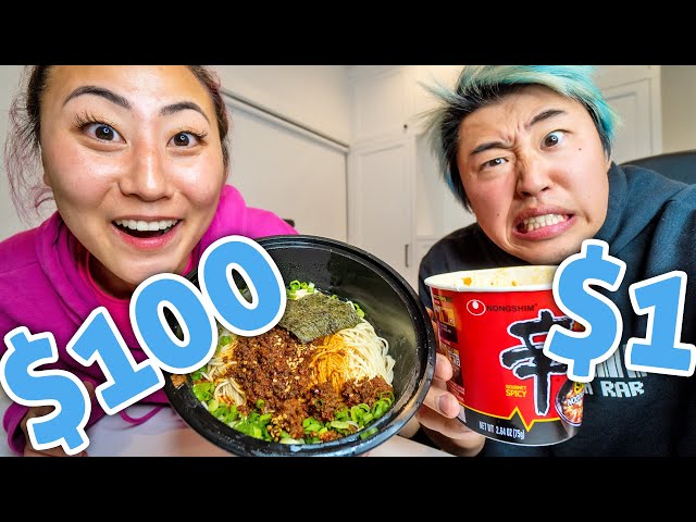 $1 vs $100 RAMEN MUKBANG (Ft Liz)