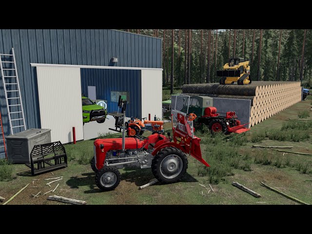 My new WOOD FARM lost in the middle of the forest (Winching trees, circular saw, forest tractor)