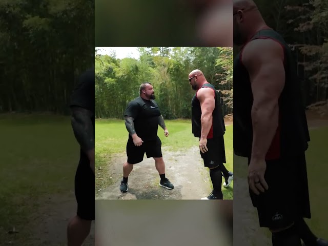 Eddie Hall and Brian Shaw Chest Bumps