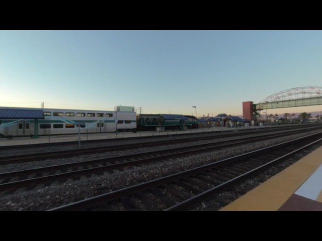 VR180 - Metrolink IEOC Line Train #806 Northbound in Riverside - Downtown - January 18th 2021