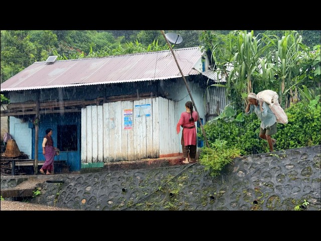 Most Relaxing Nepali Mountain Village Life | Village Activities in Rainy Day | BijayaLimbu