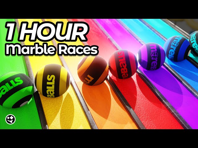 1 HOUR Marble Races Compilation  | #marblerace #marblerun #blender #marbles #animation