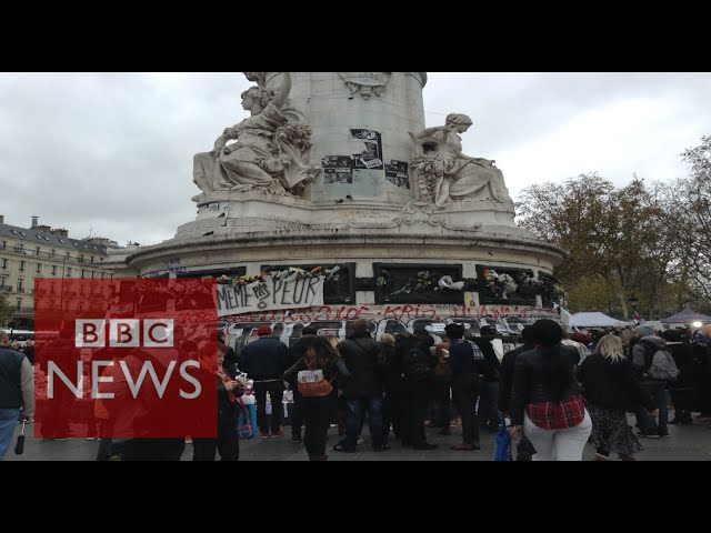 Scenes at Place de la République (360 video) BBC News