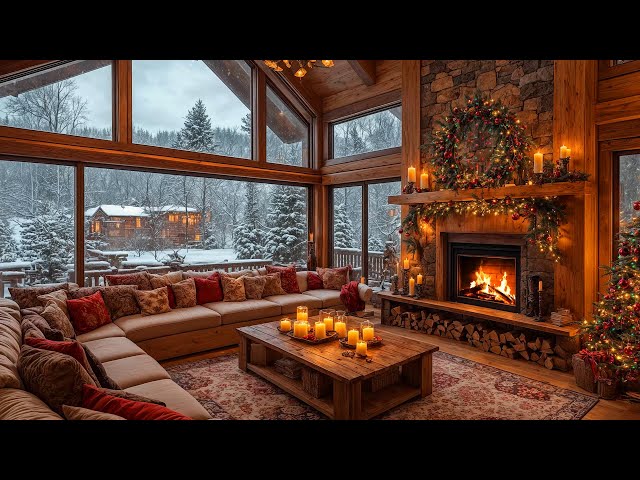 Winter Cozy Christmas Ambience 🎁 Christmas Jazz Music 2025 🎄 Jazz Relaxing Music & Fireplace Sounds