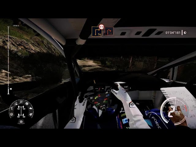 WRC 9 FIA World Rally Championship maximum cockpit view, intense driving. Portugal reverse long.